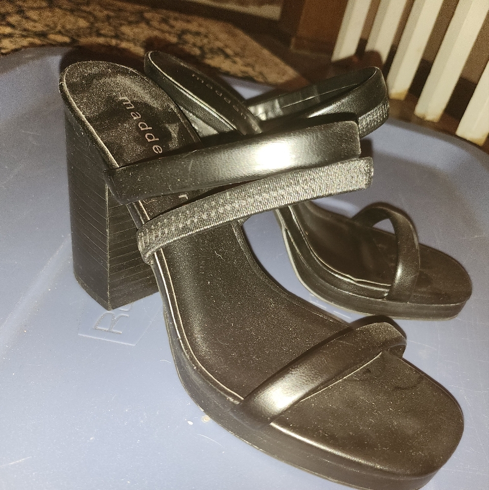 Madden Girl Black Strappy Heeled Sandals